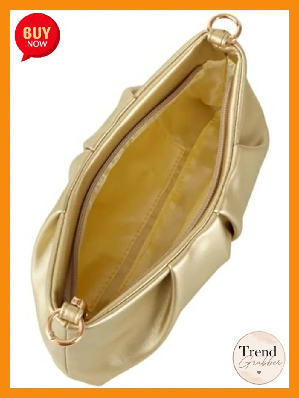 PU Leather Ruched Clutch Evening Bag with Detachable Chain Crossbody Strap